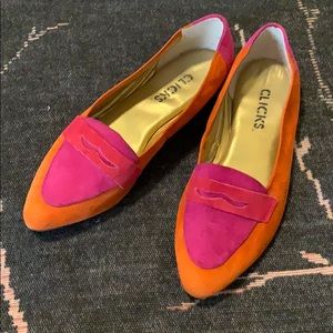 Vintage Clicks Orange & Pink Loafer Flats